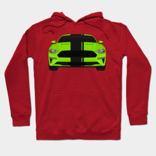 Mustang GT Grabber-Lime + Black Stripes Hoodie